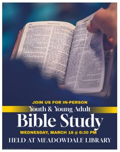Youth and young adult Bible study flyer