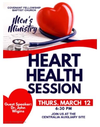Men's ministry heart health session flyer