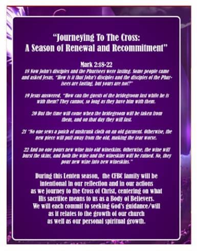 Purple Lenten poster with religious text