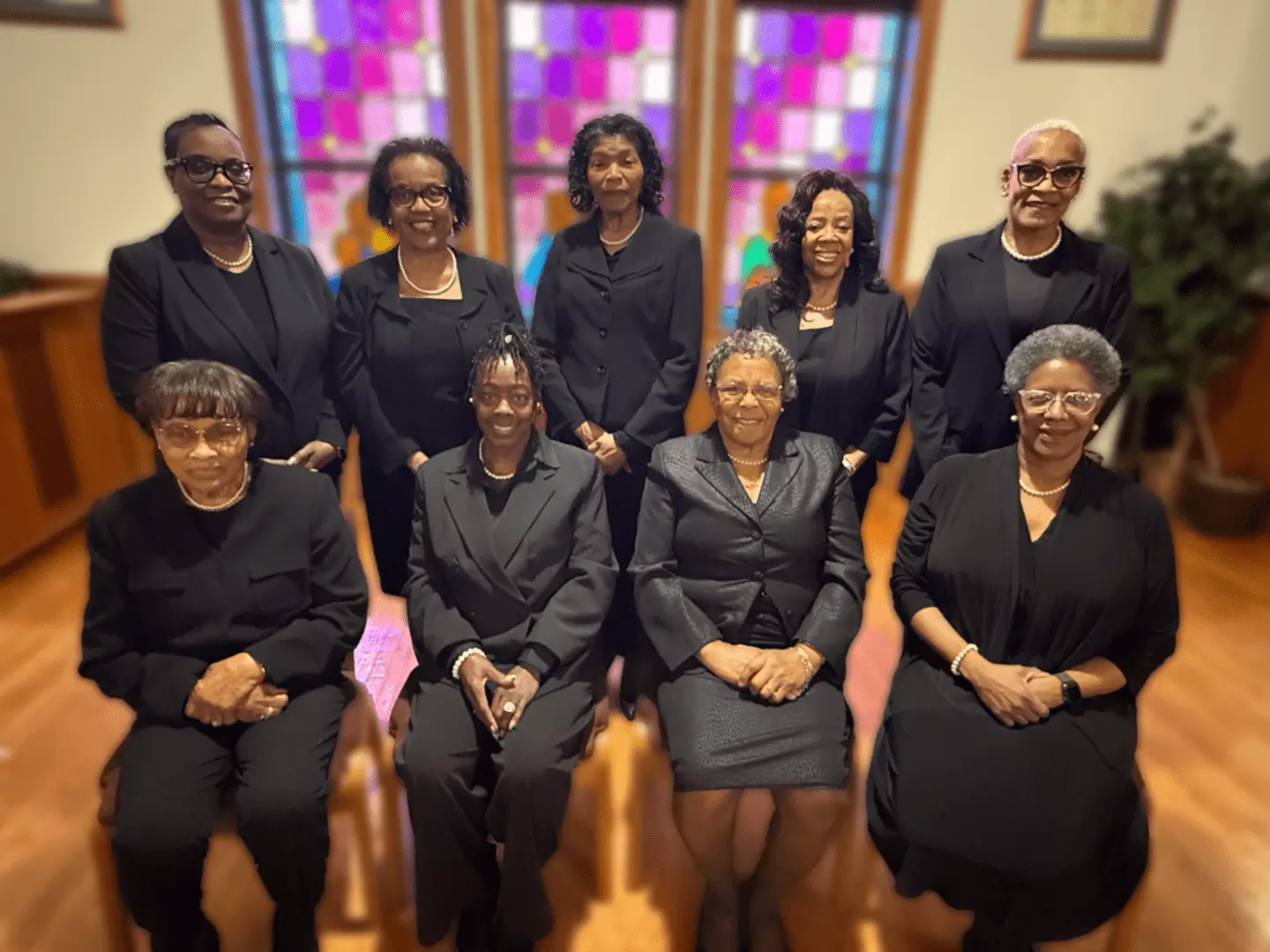 Group of women wearing black in church